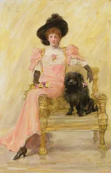 Porträt einer Dame mit ihrem Hund